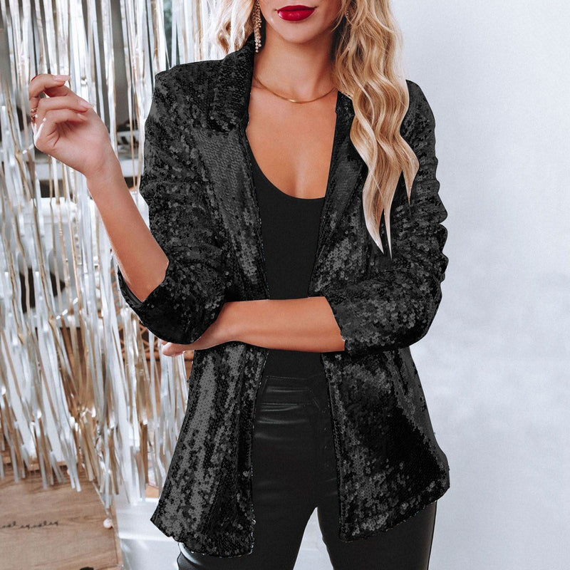 Elvira - Luxe Sequin blazer met lange mouw en reverskraag