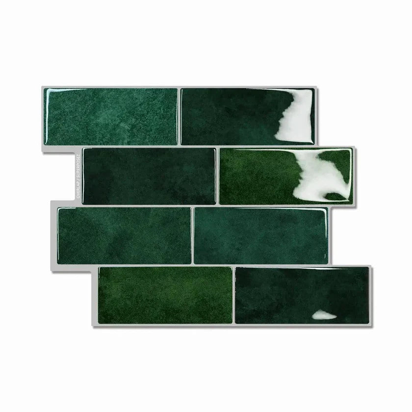 TileSnap - Waterdichte stickers met groen baksteenpatroon voor een snelle make-over
