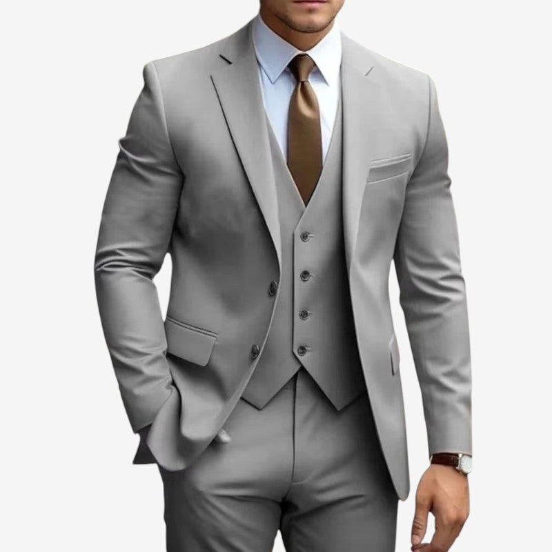 Joshua – 3 Delige Slanke pasvorm Blazer Set met Wijd Pijp Broek