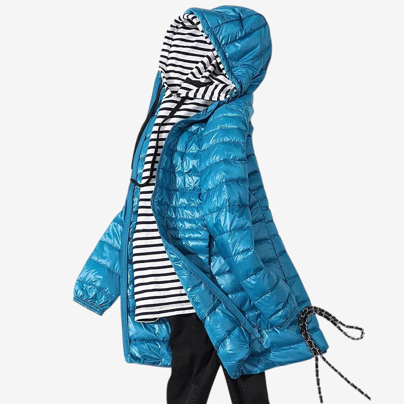 Eleanor – Lange Pufferjas met Verstelbare Capuchon en Ritssluiting