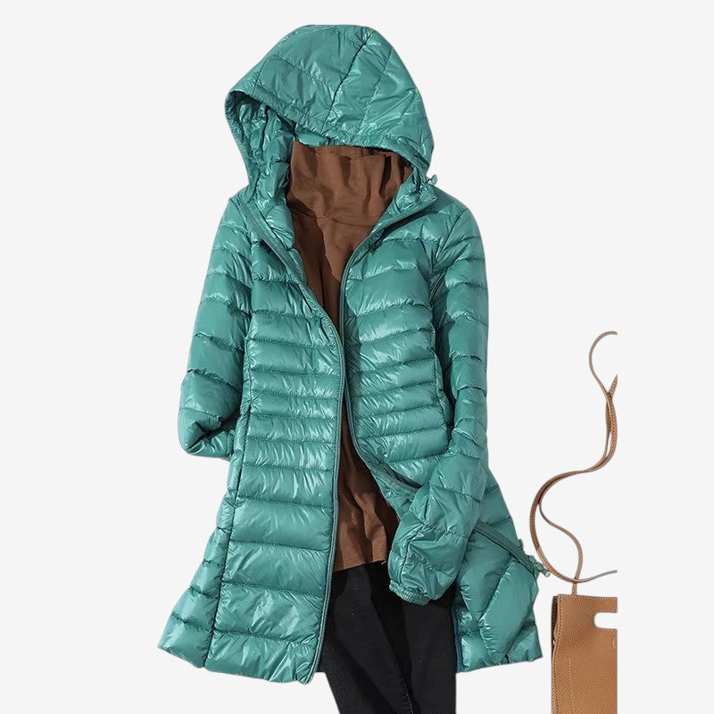 Eleanor – Lange Pufferjas met Verstelbare Capuchon en Ritssluiting