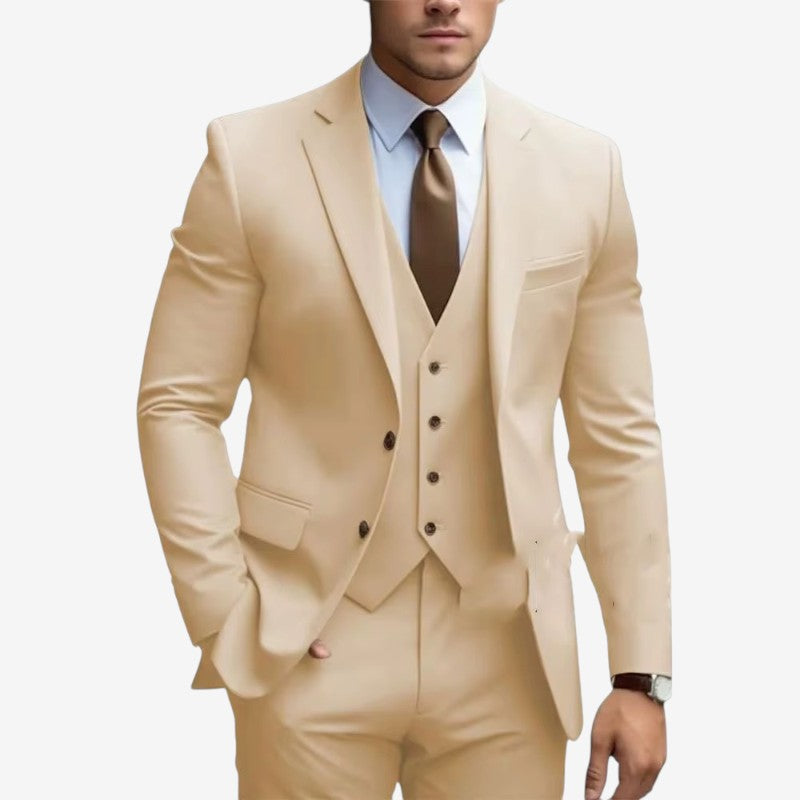 Joshua – 3 Delige Slanke pasvorm Blazer Set met Wijd Pijp Broek