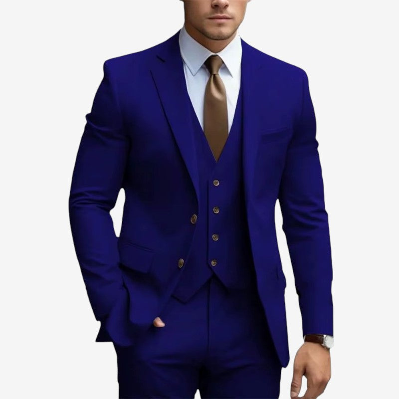 Joshua – 3 Delige Slanke pasvorm Blazer Set met Wijd Pijp Broek