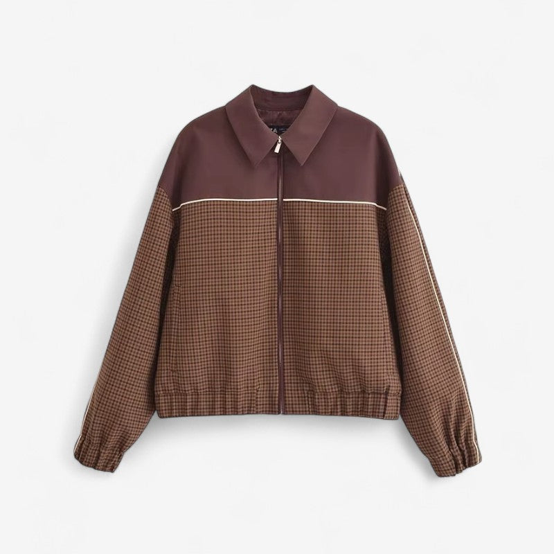 Mila – Lange Mouw Jas met Rits en Kraag naar beneden