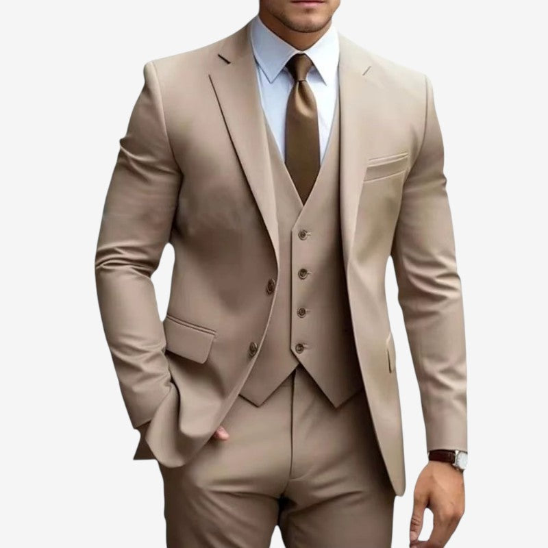 Joshua – 3 Delige Slanke pasvorm Blazer Set met Wijd Pijp Broek