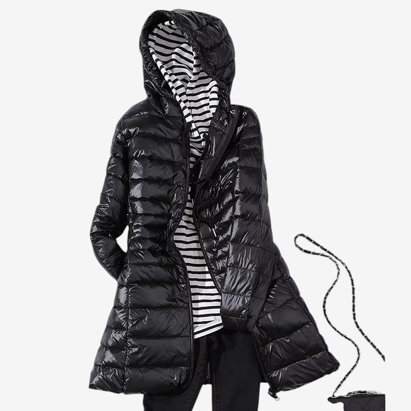 Eleanor – Lange Pufferjas met Verstelbare Capuchon en Ritssluiting