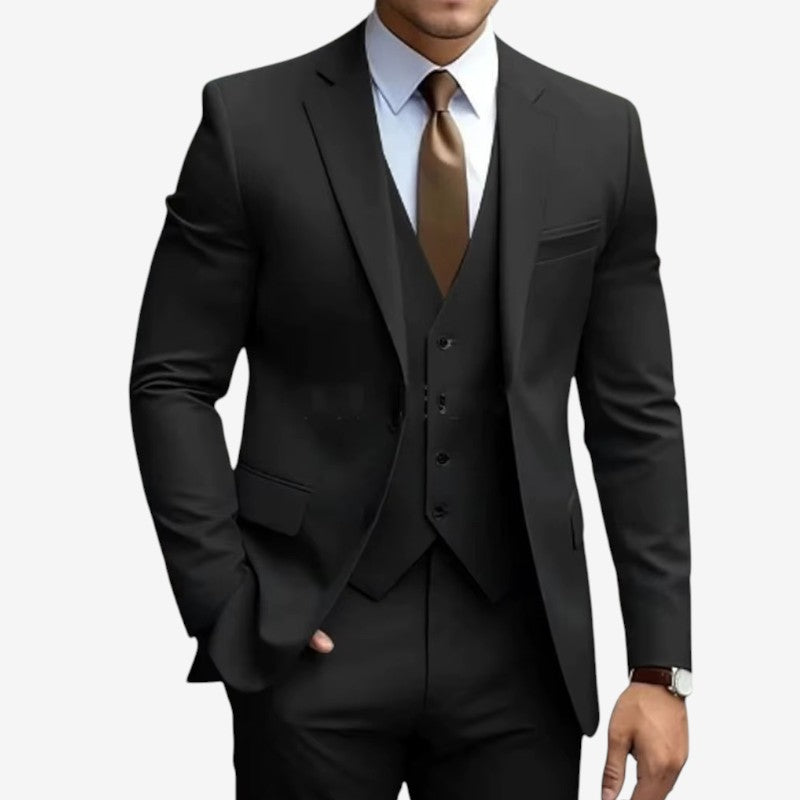 Joshua – 3 Delige Slanke pasvorm Blazer Set met Wijd Pijp Broek