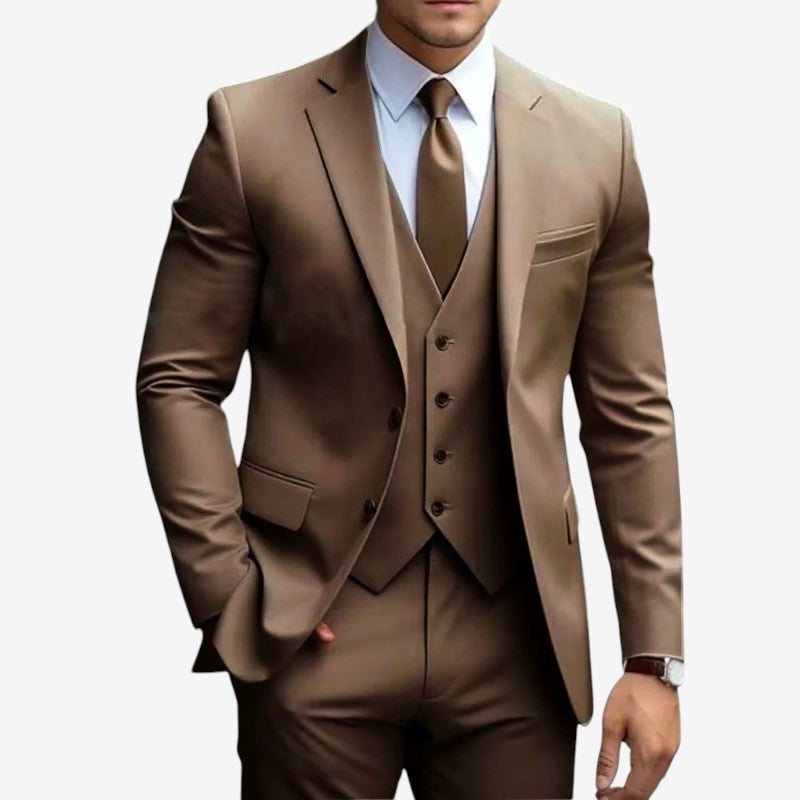 Joshua – 3 Delige Slanke pasvorm Blazer Set met Wijd Pijp Broek