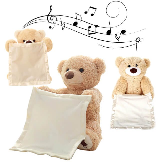 GiggleBear - Geanimeerde Kiekeboe Teddy met zang en speelfunctie met deken