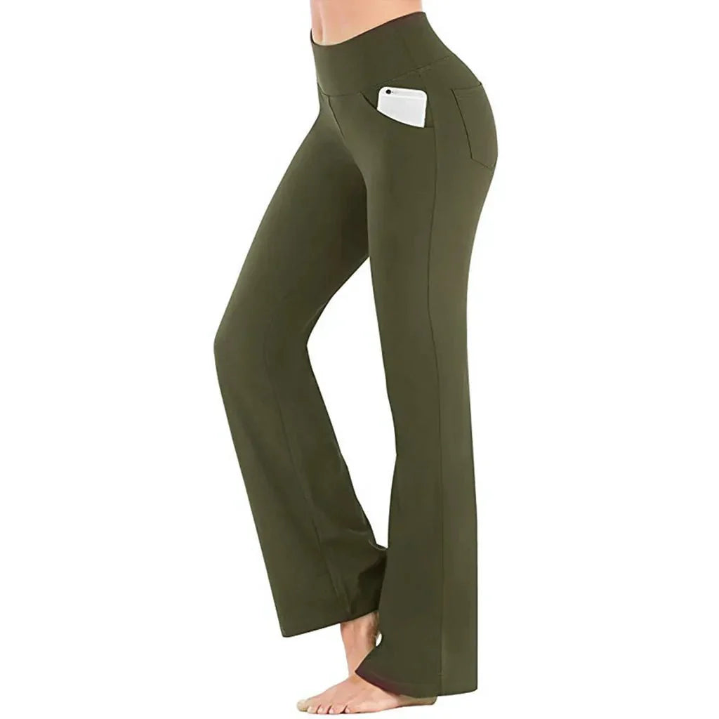 Zoe - Uitlopende yogabroek met hoge taille en functionele zakken