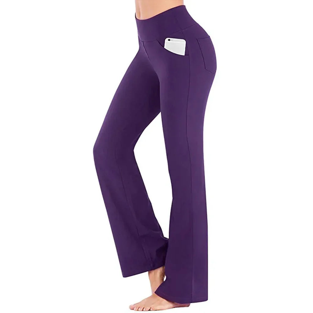 Zoe - Uitlopende yogabroek met hoge taille en functionele zakken