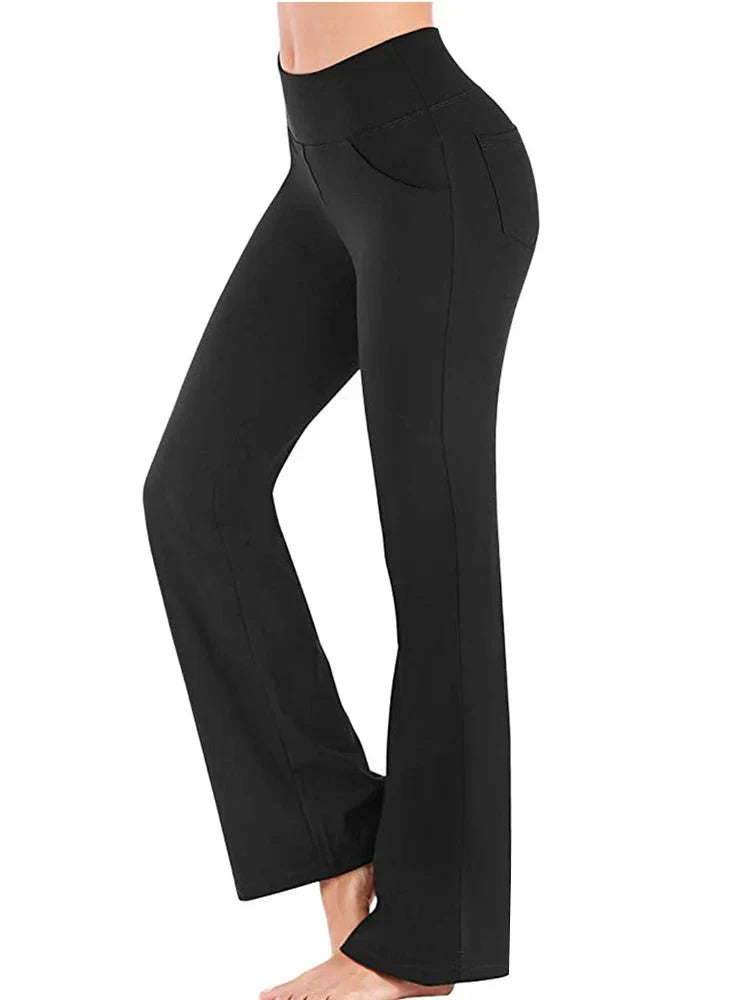 Zoe - Uitlopende yogabroek met hoge taille en functionele zakken