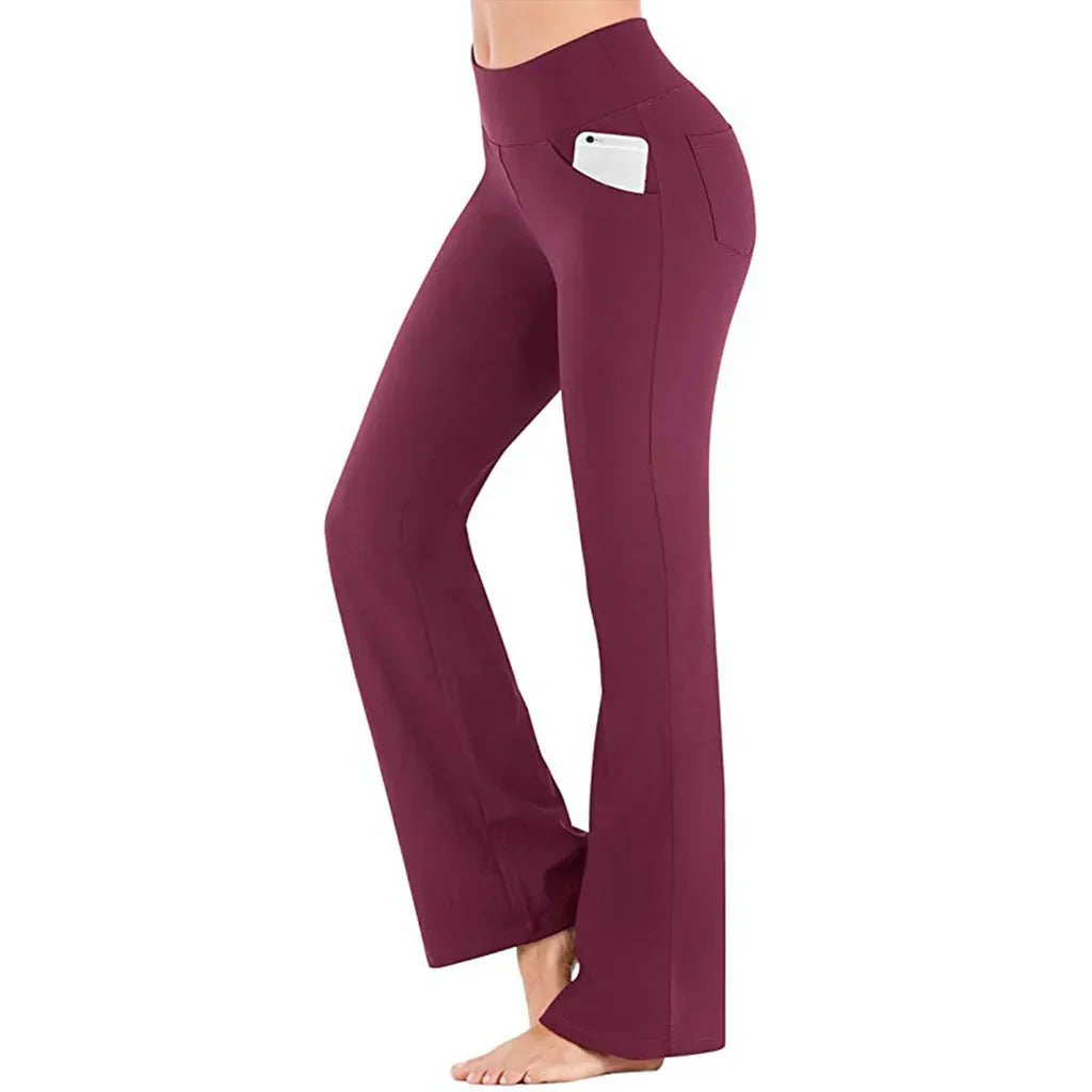 Zoe - Uitlopende yogabroek met hoge taille en functionele zakken