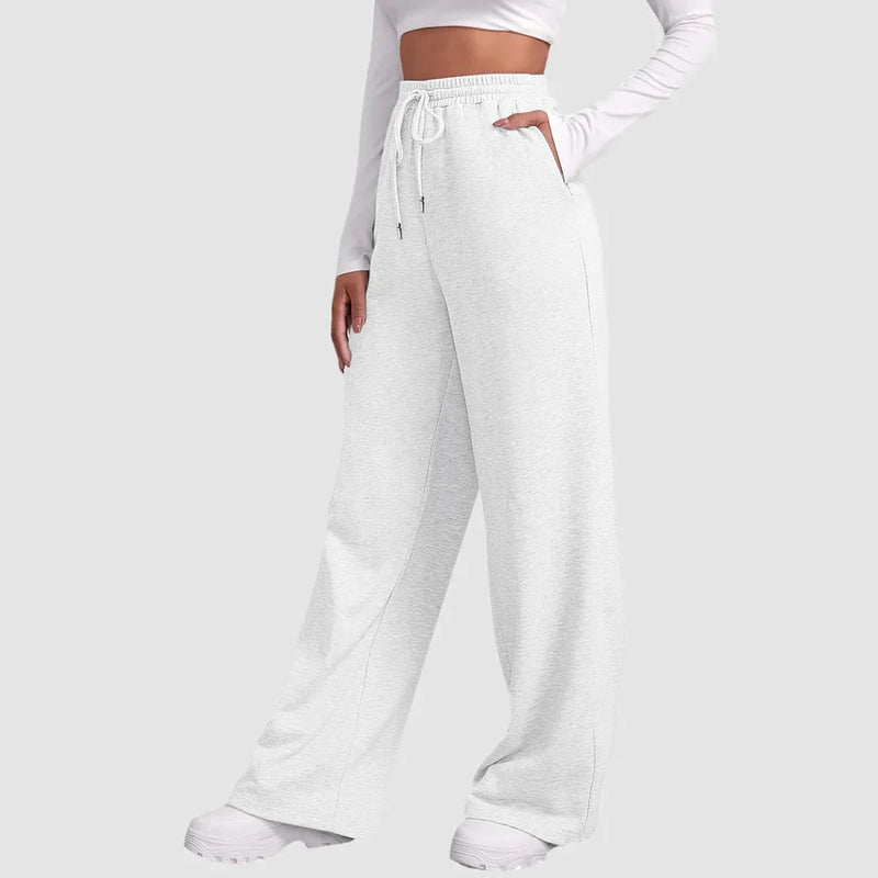 Maria - Comfortabele Sweatbroek met Brede Benen, Elastische Tailleband en Zakken