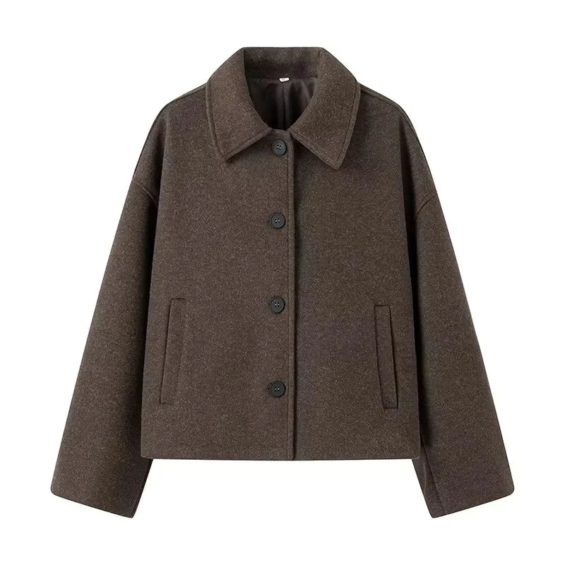 Bella - Chique Cropped Jacket met een klassieke knoopsluiting en een relaxte pasvorm