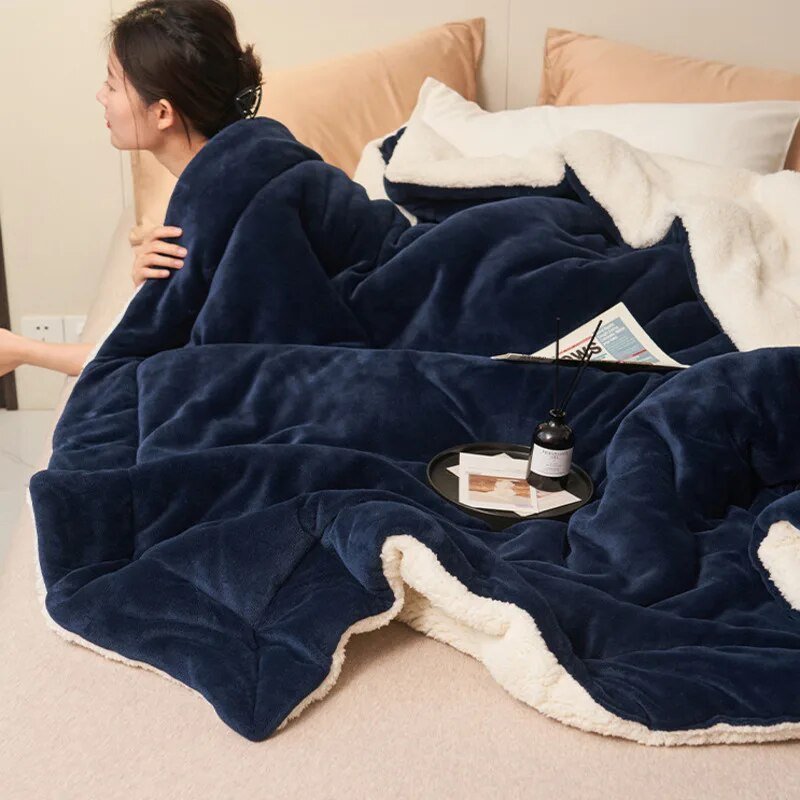 CloudWrap - Ultrazachte fleece deken met pluche Sherpa voering voor behaaglijk comfort