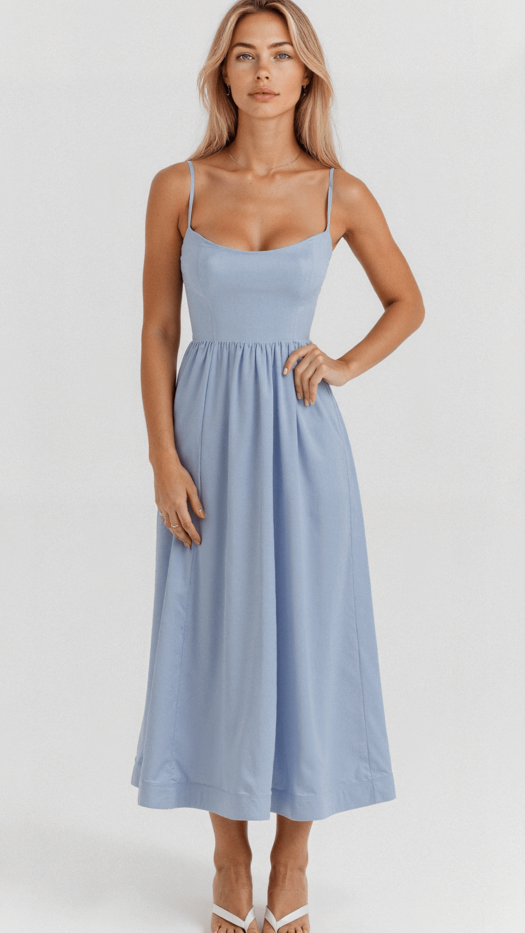 Sophia - Elegante midi-jurk met spaghettibandjes