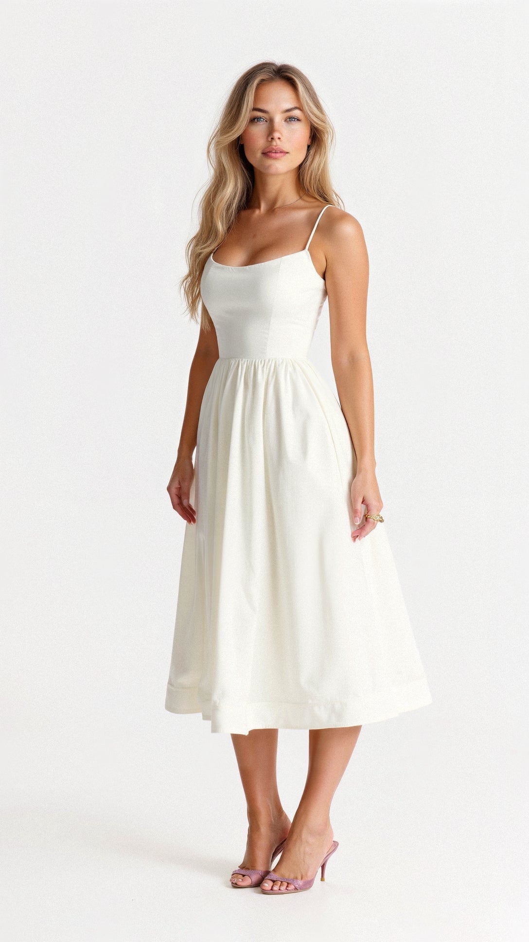 Sophia - Elegante midi-jurk met spaghettibandjes