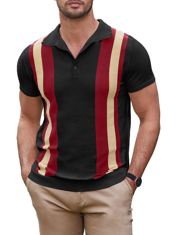 Orion - Gestreept poloshirt met korte mouwen en knoopsluiting
