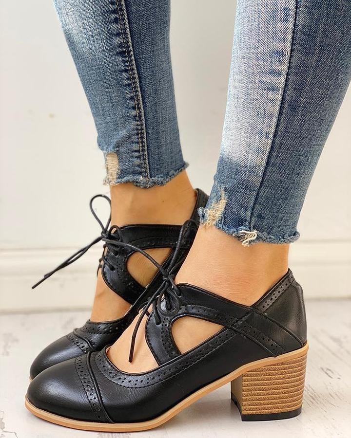 Isabella - Elegante Oxford schoenen met hoge hak en lace-up ontwerp