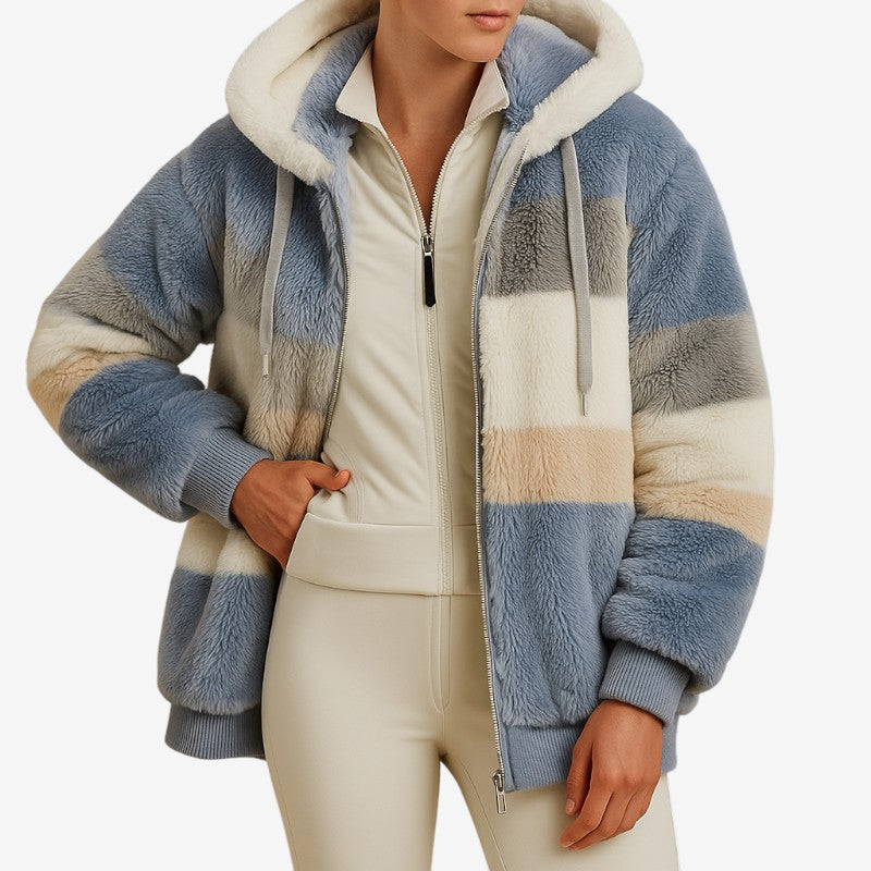 Violet - Lange Mouw Hooded Jas met Rits en Verstelbare Kap