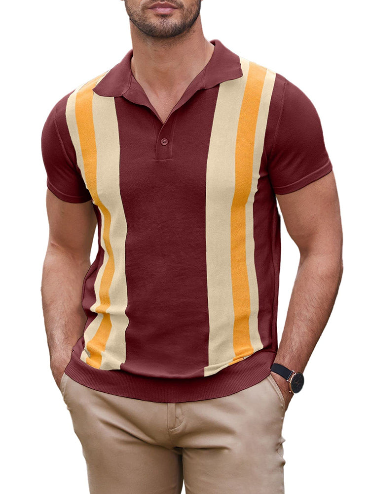 Orion - Gestreept poloshirt met korte mouwen en knoopsluiting