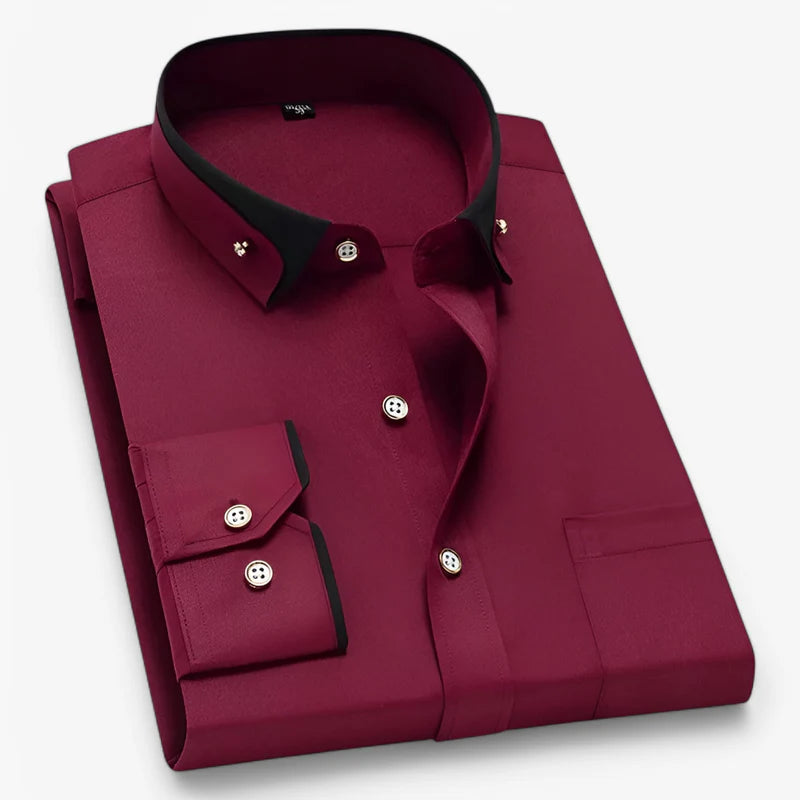 Bruce - Elegant overhemd met lange mouwen knoopsluiting en kraag naar beneden