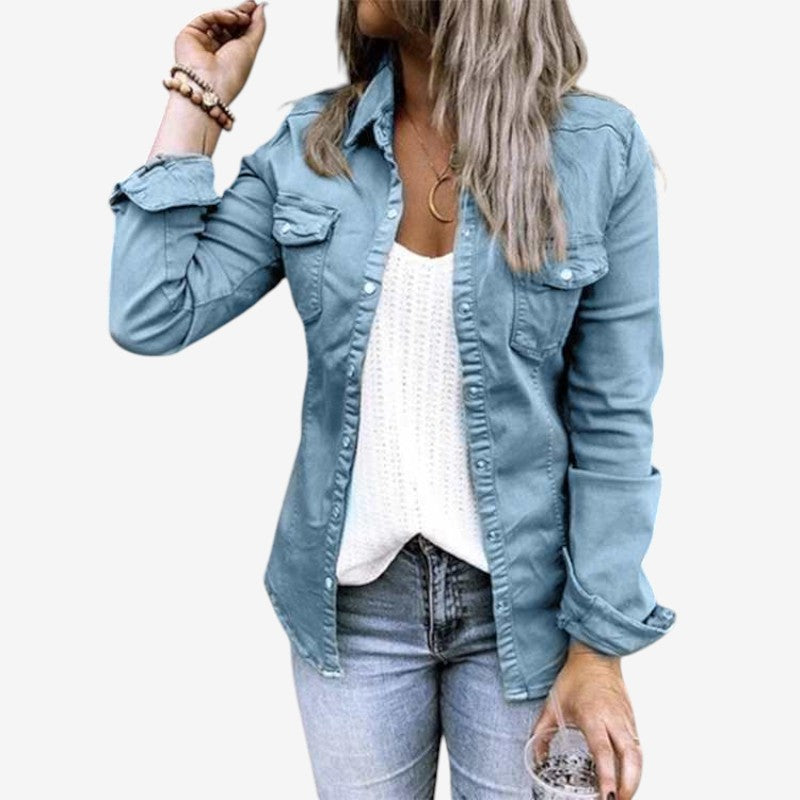 Jacqueline - Lange Mouw Jack met Knoopsluiting en Borstzakken