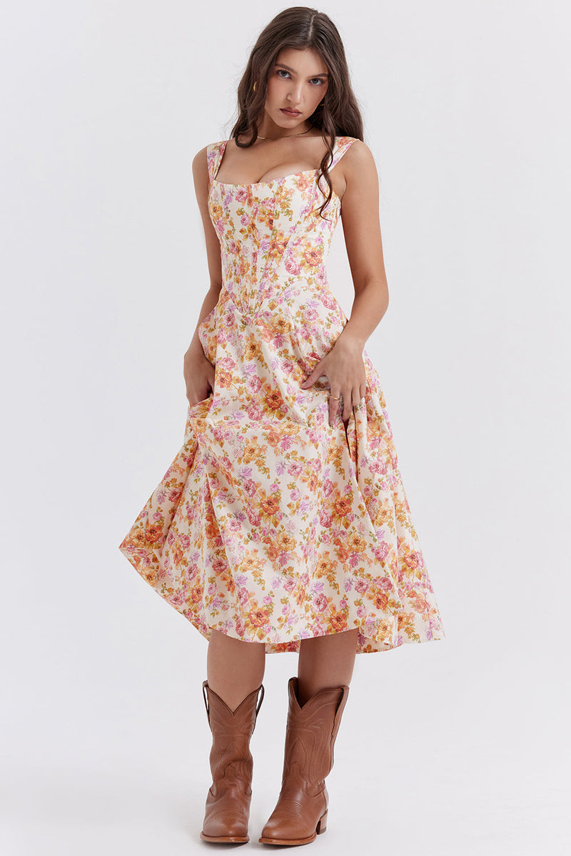 Fleur - Luchtige bloemenjurk met schouderbandjes