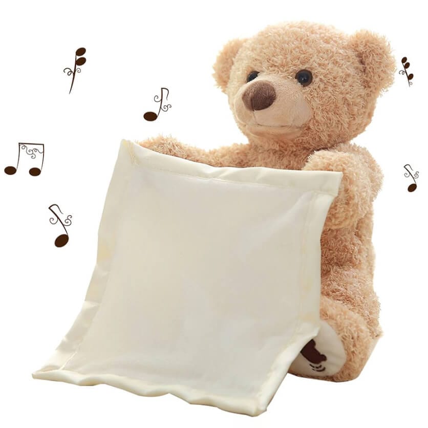 GiggleBear - Geanimeerde Kiekeboe Teddy met zang en speelfunctie met deken