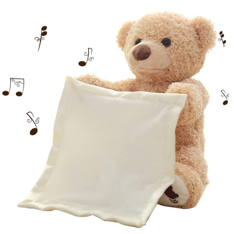 GiggleBear - Geanimeerde Kiekeboe Teddy met zang en speelfunctie met deken