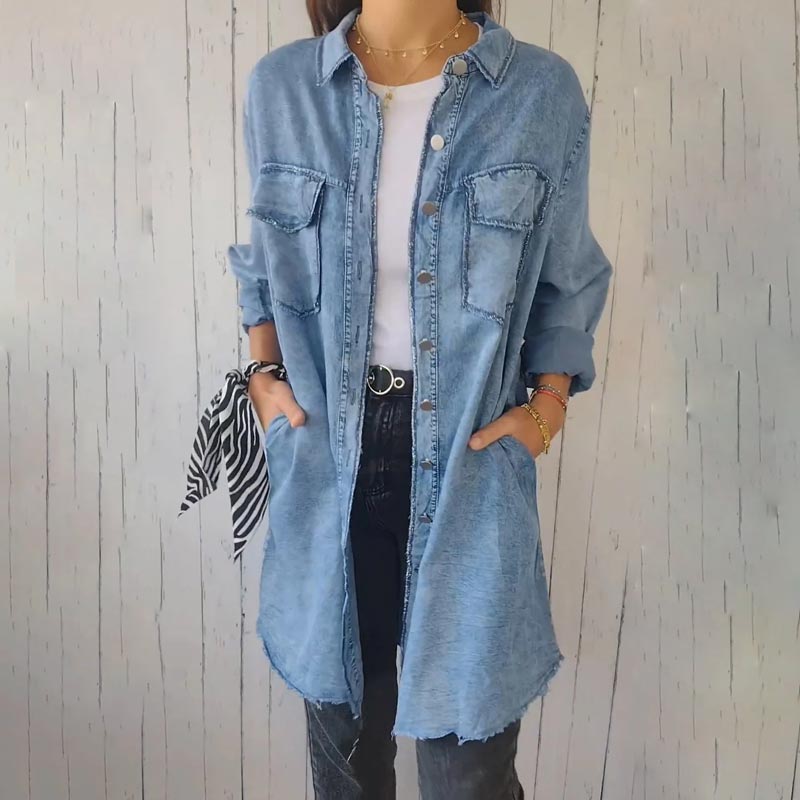 ComfortLapel - Comfortabel Faux  Denim Lepal Overhemd