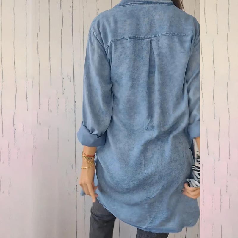 ComfortLapel - Comfortabel Faux  Denim Lepal Overhemd