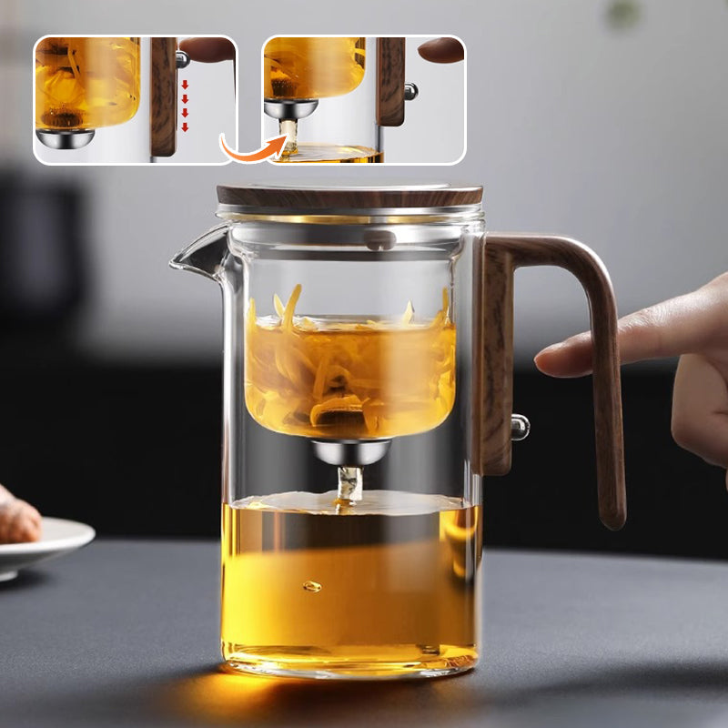 MasterBlend – Glazen theepot met houten handvat voor een soepele zetervaring