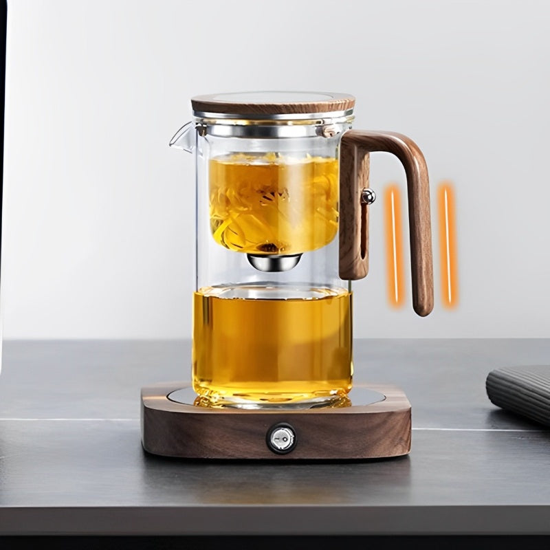 MasterBlend – Glazen theepot met houten handvat voor een soepele zetervaring