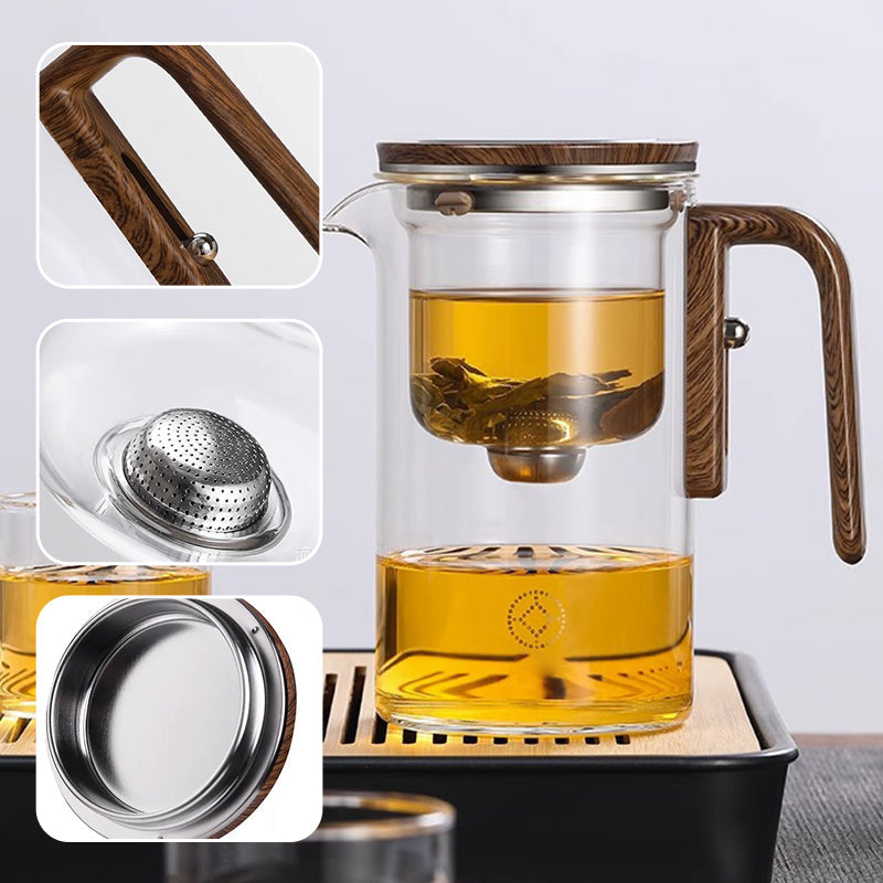 MasterBlend – Glazen theepot met houten handvat voor een soepele zetervaring