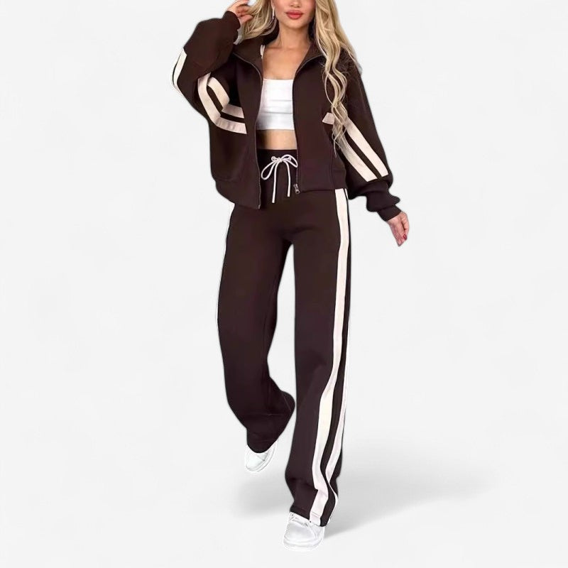 Jessica – Tweedelige Set met Lange Mouwen Jas en Trekkoordbroek