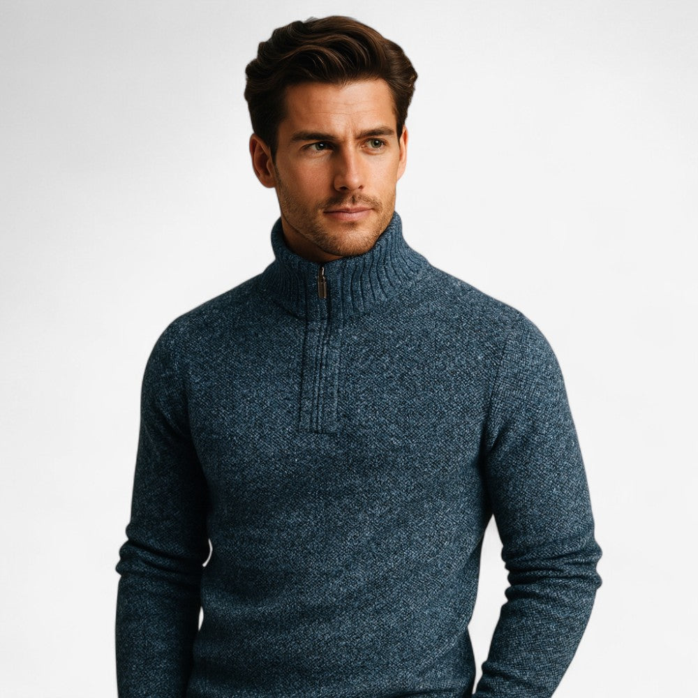 Lucas – Half Zip Trui met Geribbelde Details