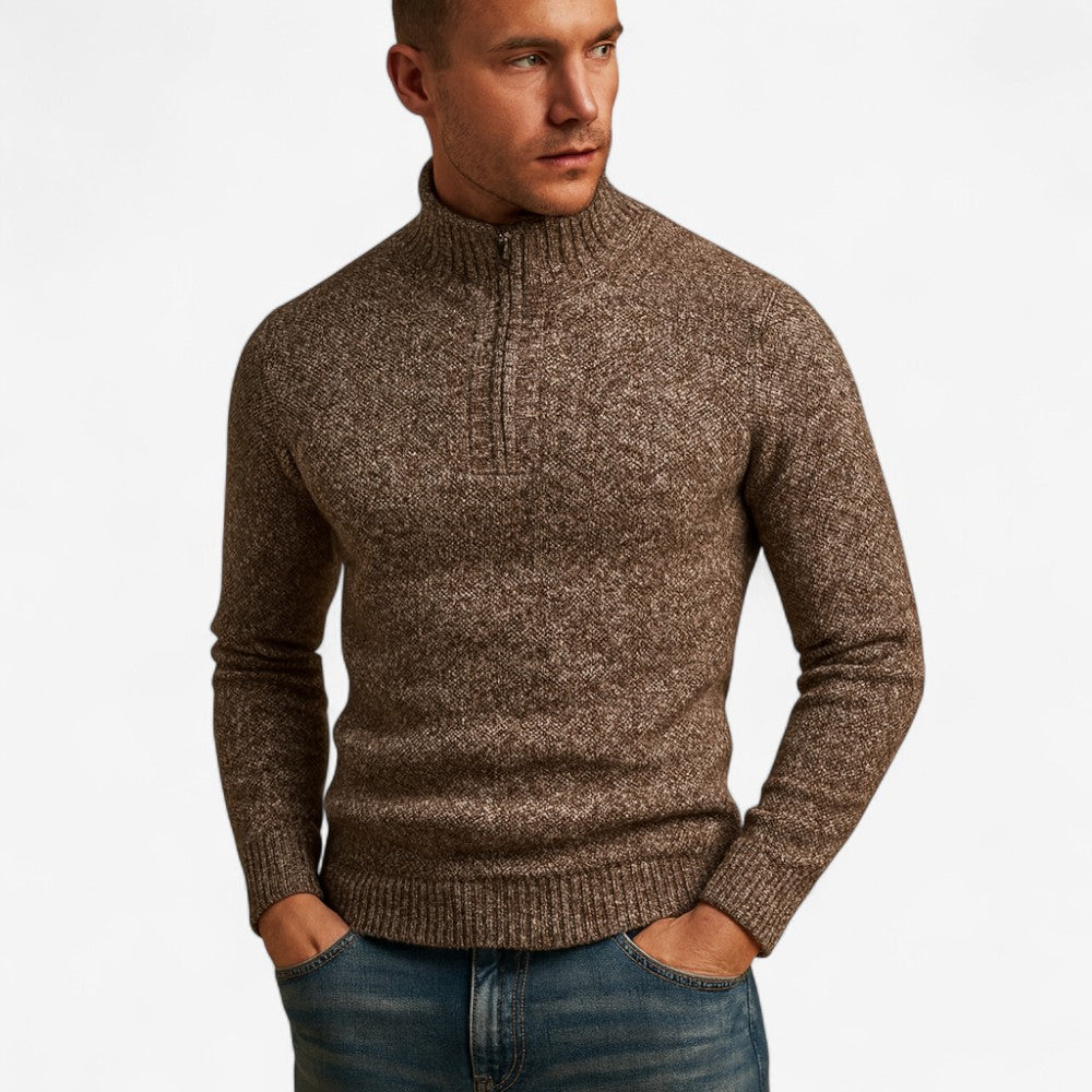 Lucas – Half Zip Trui met Geribbelde Details
