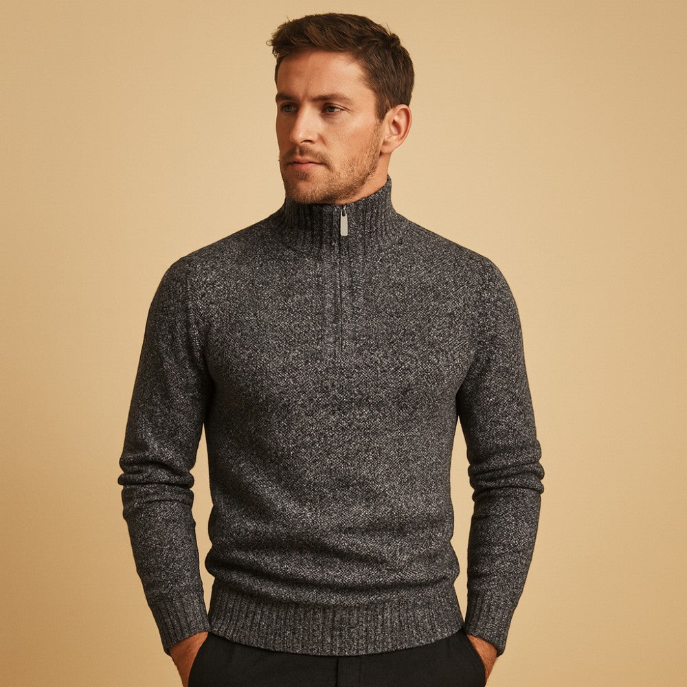 Lucas – Half Zip Trui met Geribbelde Details