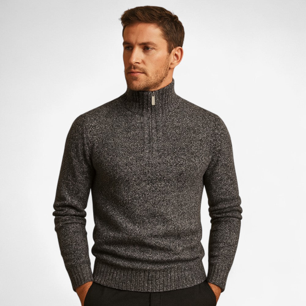 Lucas – Half Zip Trui met Geribbelde Details