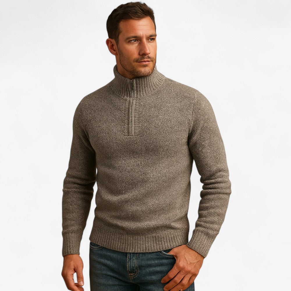 Lucas – Half Zip Trui met Geribbelde Details