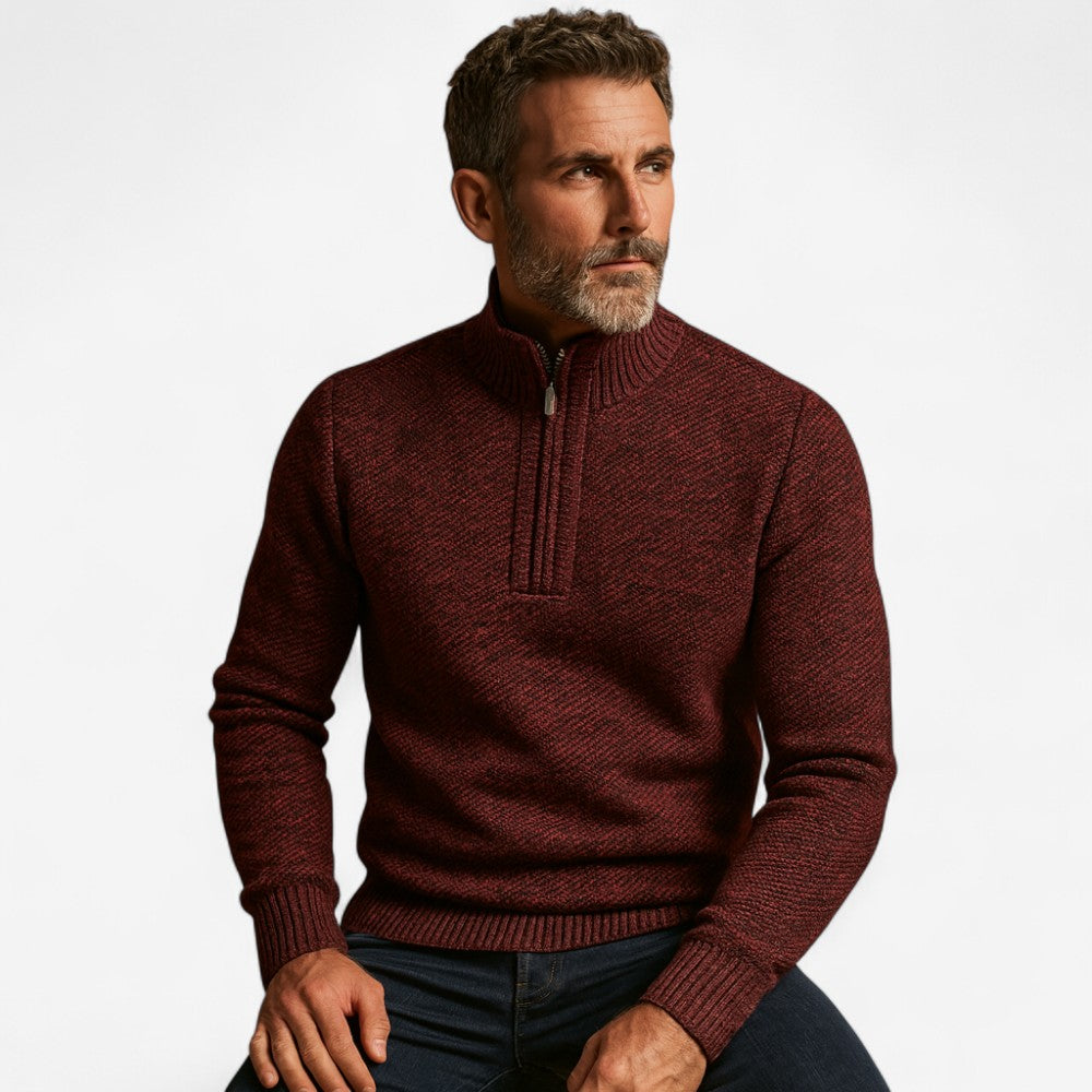 Lucas – Half Zip Trui met Geribbelde Details