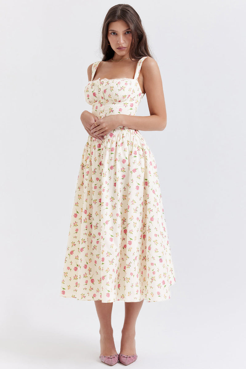 Fleur - Luchtige bloemenjurk met schouderbandjes