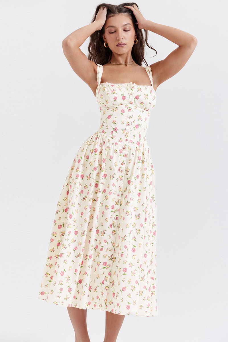 Fleur - Luchtige bloemenjurk met schouderbandjes