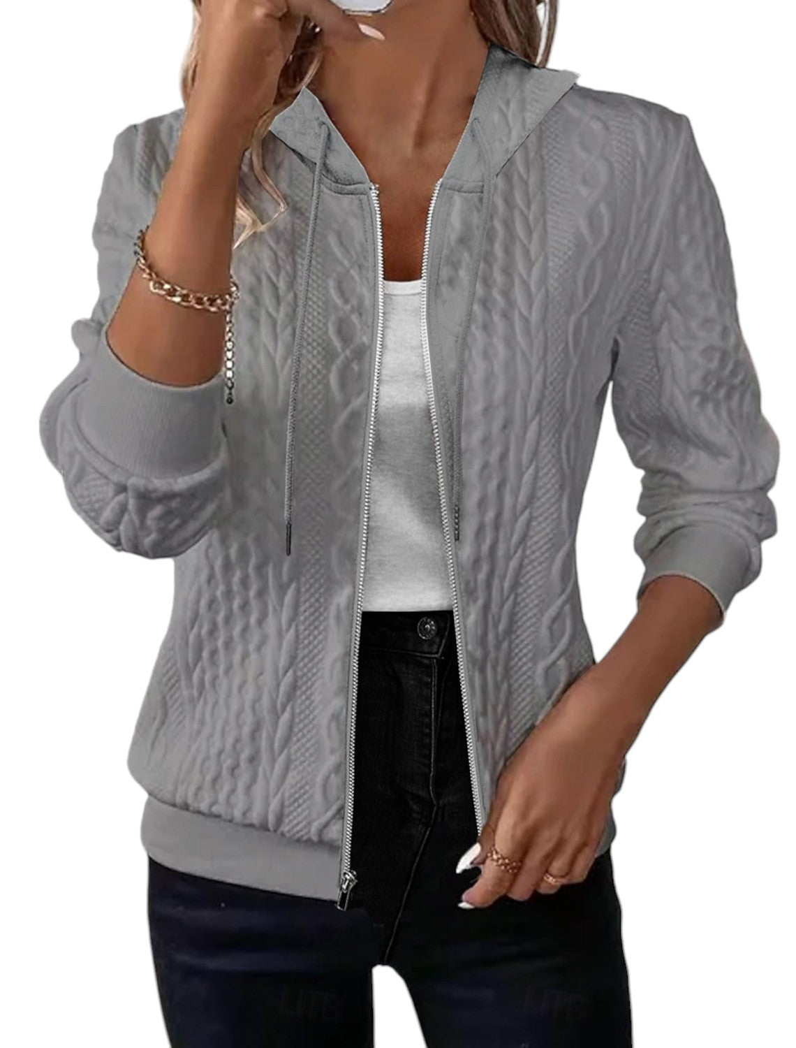 Penelope - Stijlvol vest met rits, getailleerd silhouet en gestructureerde capuchon