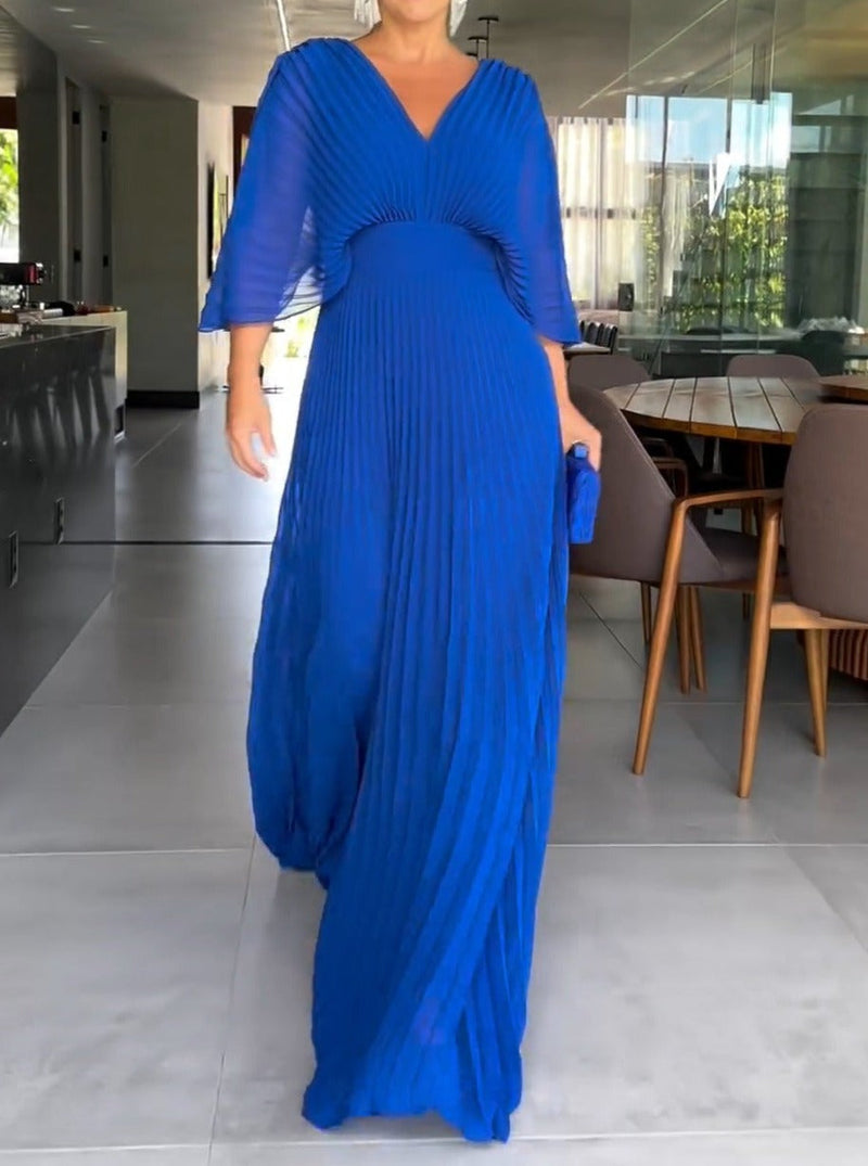 Amelia - Diepe V-hals jurk met elegante halve mouwen