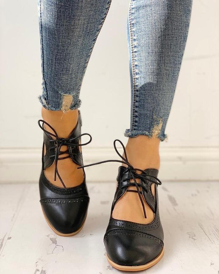 Isabella - Elegante Oxford schoenen met hoge hak en lace-up ontwerp