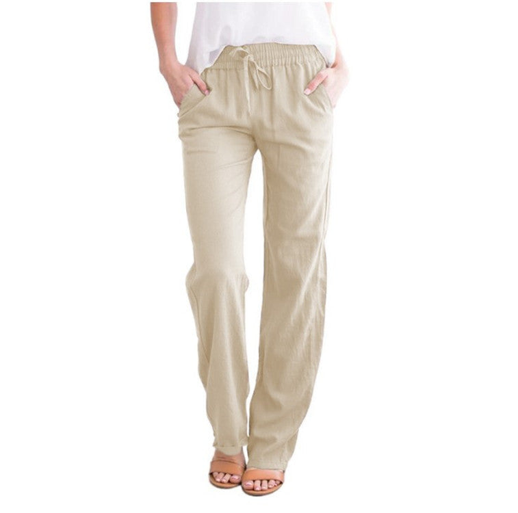 Lena - Relaxed Lounge Broek met Brede Benen Pasvorm en Functionele Zakken
