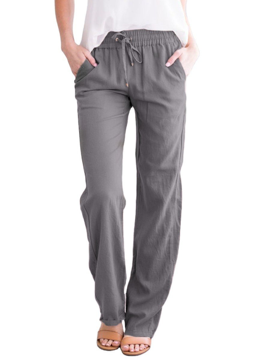 Lena - Relaxed Lounge Broek met Brede Benen Pasvorm en Functionele Zakken